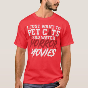 Camiseta Filme De Terror E Gatos Halloween Gato Engraçado A