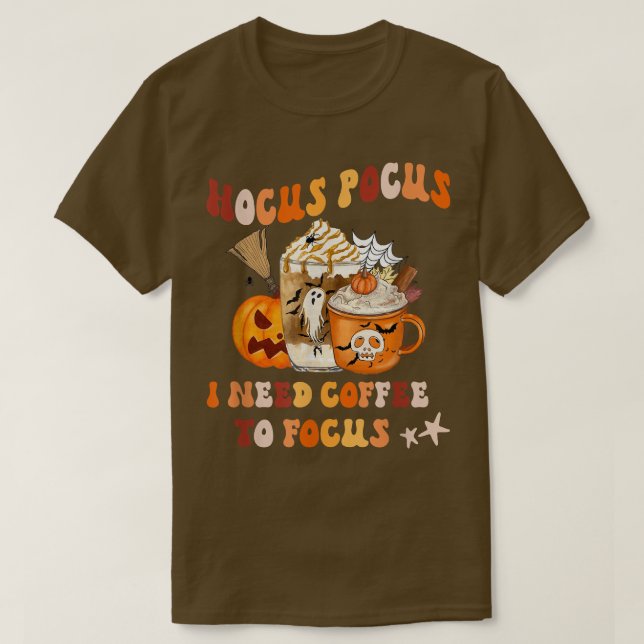 Camiseta Filme Horror E Café Halloween Spooky Season Co (Frente do Design)
