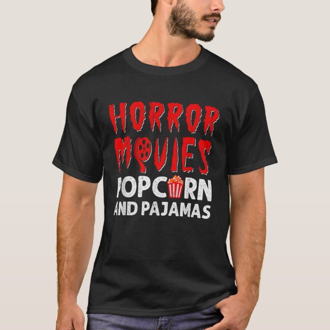 Camiseta Filmes De Horror Pipoca E Pijamas Estranham Horror (Frente)
