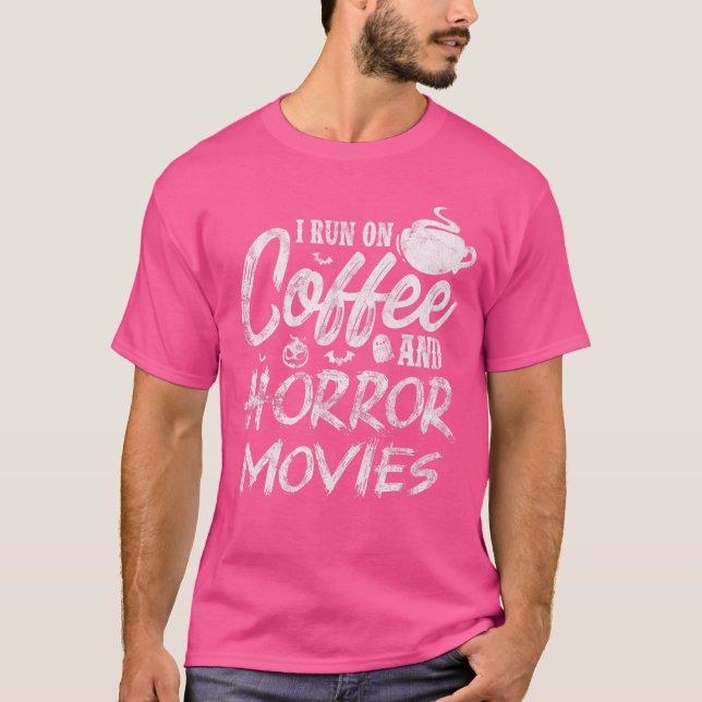 Camiseta Filmes de Terror com Café Fã de Filme de Terror Ca (Frente)
