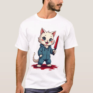 Camiseta Filmes de Terror de Gato Engraçado Cute Halloween