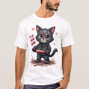 Camiseta Filmes de Terror de Gatos Engraçados Cute Hallowee