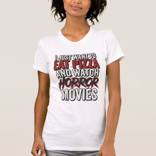 Camiseta Filmes de Terror de Pizza Tipografia Vintage de Ha
