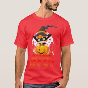 Camiseta Filmes de Terror Gato Divertido Halloween para Hom
