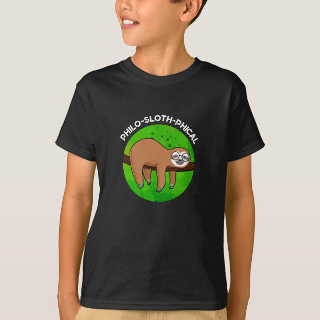 Camiseta Filo-preguiçoso Funny Animal Sloth Pun Dark BG (Frente)