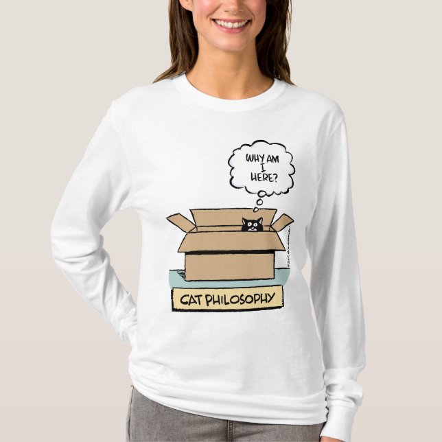 Camiseta Filosofia do gato - Capa longa das senhoras (Frente)
