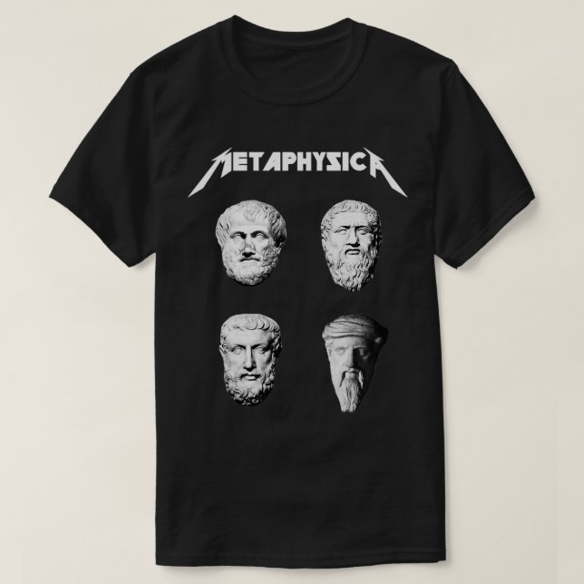 Camiseta Filosofia Metafísica Diversão de Metal (Frente do Design)