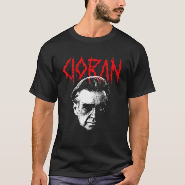 Camiseta Filósofo Emil Cioran Heavy Death Metal Existente (Frente)