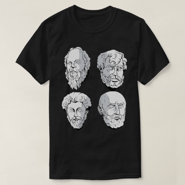 Camiseta Filósofos estoicos Aurelius Sócrates Seneca Epicte (Frente do Design)