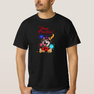 Camiseta Fim de Natal Cute Siberian Husky Iappel