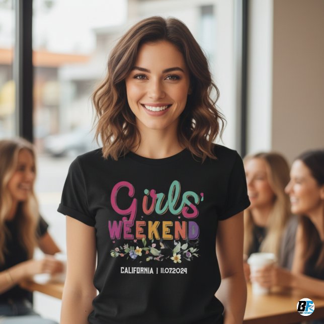 Camiseta Fim de Semana das Meninas Personalizável  (Criador carregado)