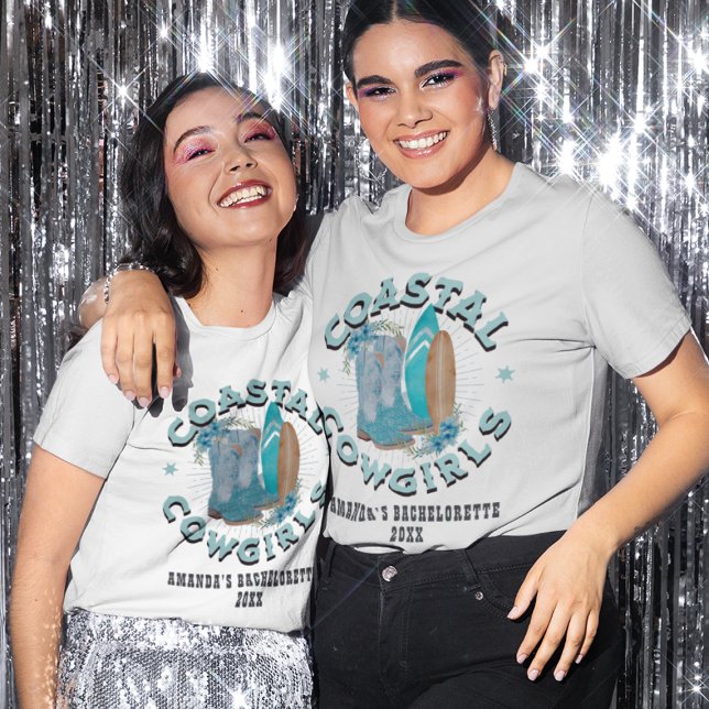 Camiseta Fim de Semana de Solteira das Costumes Costeiras P (Custom Coastal Cowgirls Bachelorette Weekend T-Shirt
)