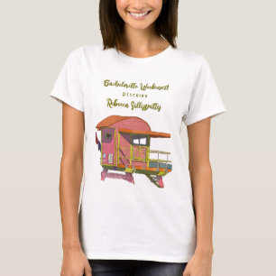 Camiseta Fim de Semana de Solteira Vibes de Salvavidas Rosa