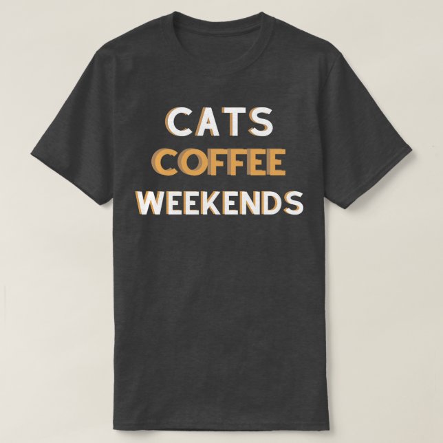 Camiseta Fim de Semana do Café de Gatos (Frente do Design)