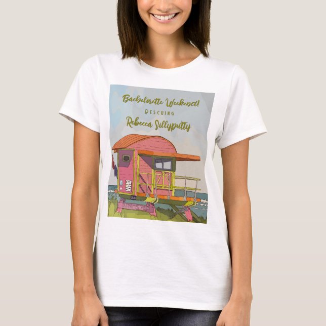 Camiseta Fim de Semana do Salvamento de Vida Rosa Vibes (Frente)