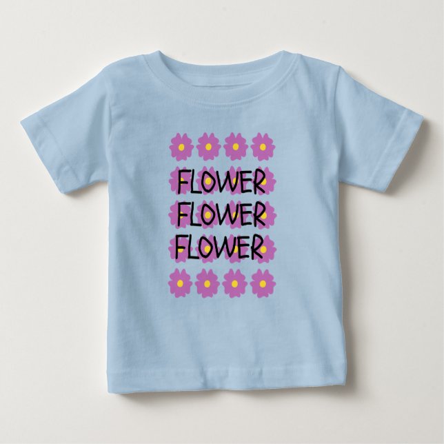 Camiseta fina de bebê de flor azul (Frente)
