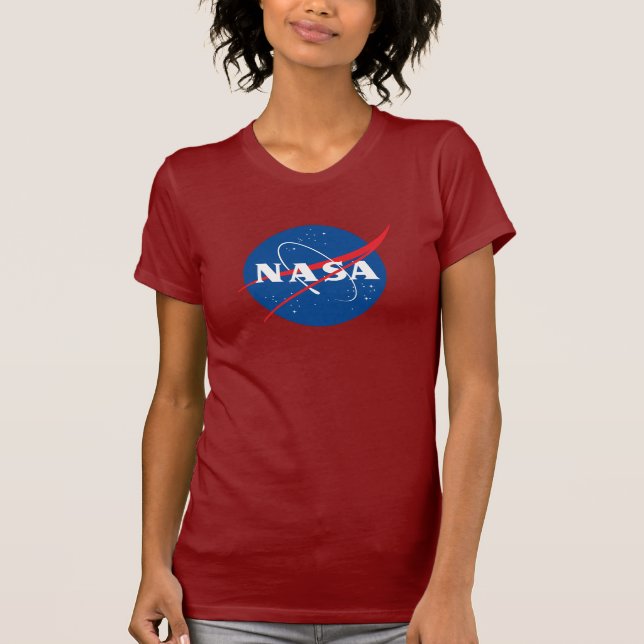 Camiseta fina de mulheres da NASA (vermelho de Mar (Frente)