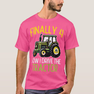 Camiseta Finalmente 4 Agora Eu Dirijo Trator 4º Aniversário