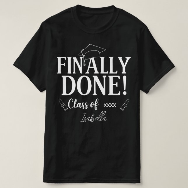 Camiseta Finalmente Concluído Turma Formatura Senior Person (Frente do Design)