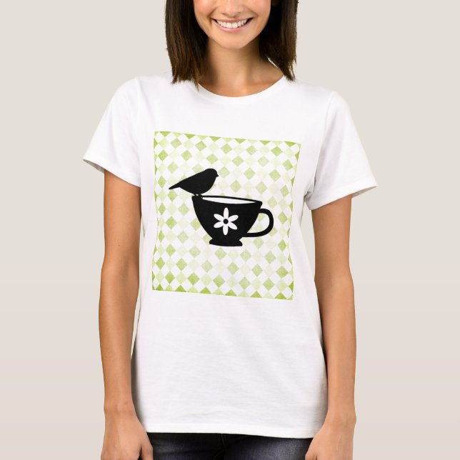 Camiseta Finch na teacup Silhouette (Frente)