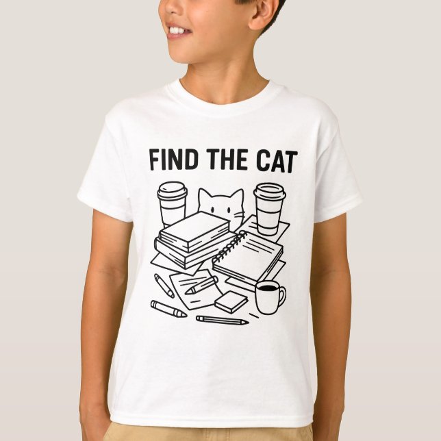 Camiseta Find The Cat – Optical Cat Puzzle (Frente)