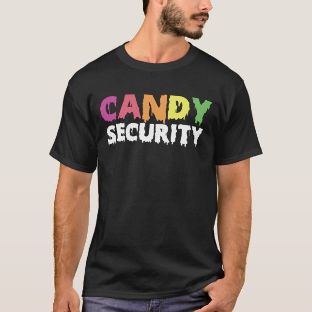 Camiseta Fingente de Halloween de Segurança de Candy (Frente)
