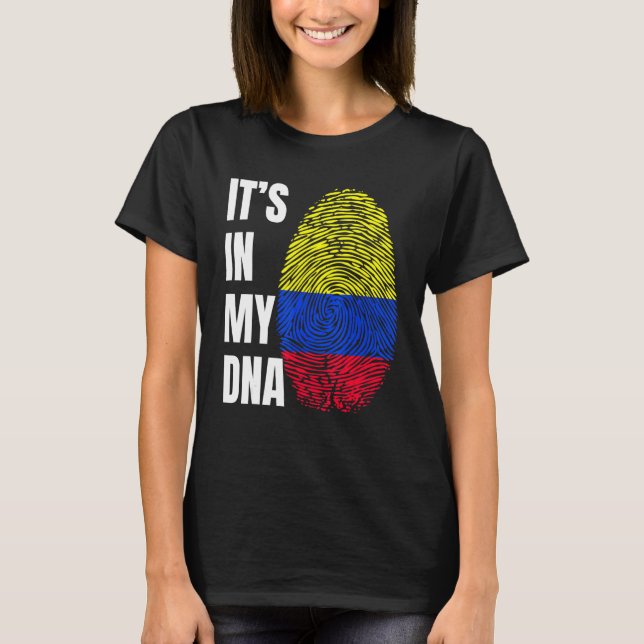 Camiseta Fingerprint DNA Biometry Colombian Flag Colombia (Frente)