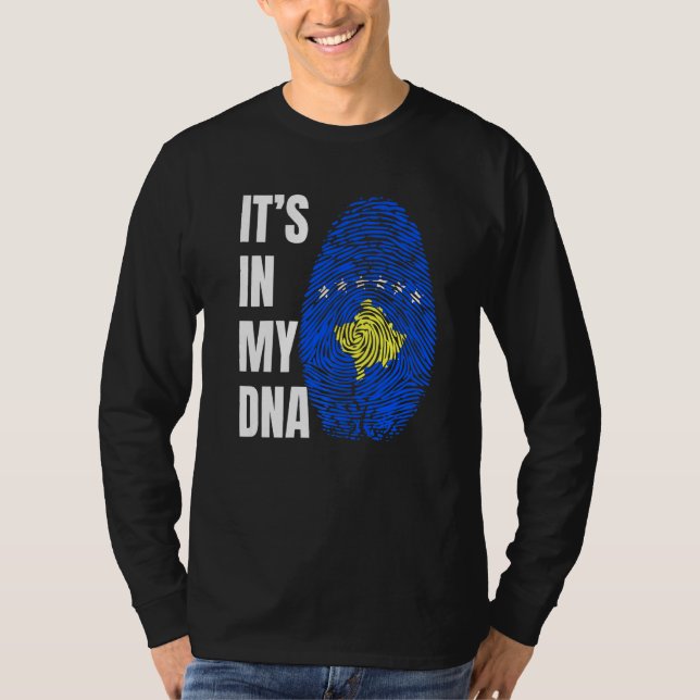 Camiseta Fingerprint DNA Biometry Cosovarian Flag Kosovo   (Frente)