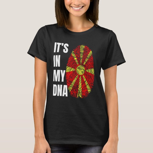 Camiseta Fingerprint DNA Biometry Flag North Macedonia (Frente)