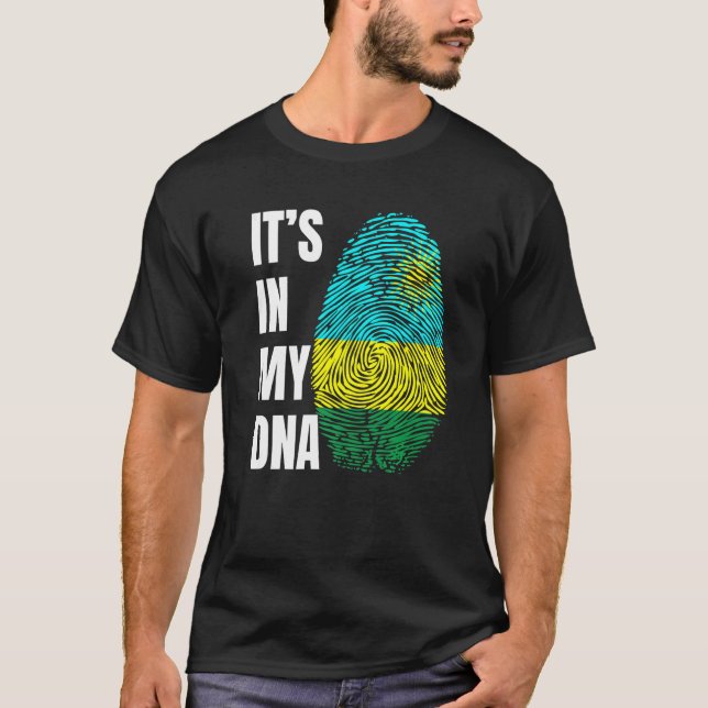 Camiseta Fingerprint DNA Biometry Flag Rwanda (Frente)