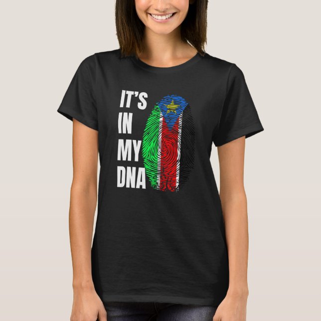 Camiseta Fingerprint DNA Biometry Flag South Sudan   (Frente)