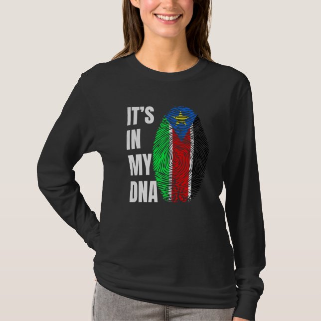 Camiseta Fingerprint DNA Biometry Flag South Sudan   (Frente)