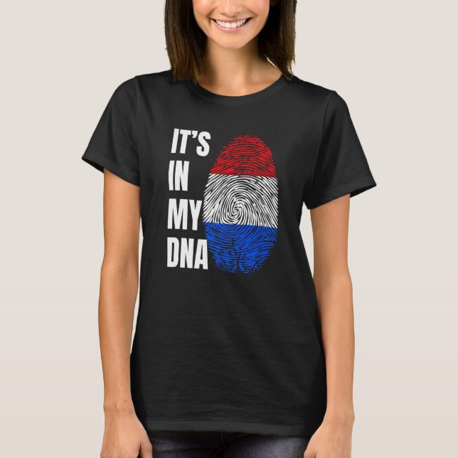 Camiseta Fingerprint DNA Biometry Holland Flag Netherlands  (Frente)