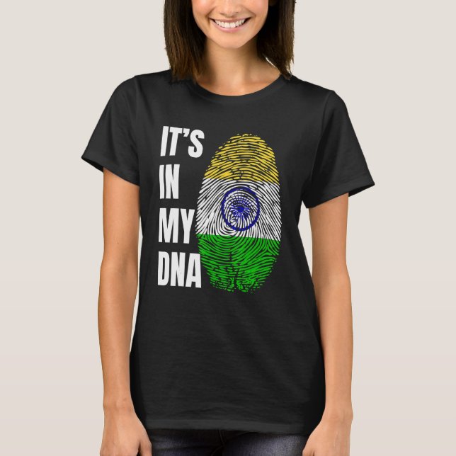 Camiseta Fingerprint DNA Biometry Indian Flag India (Frente)