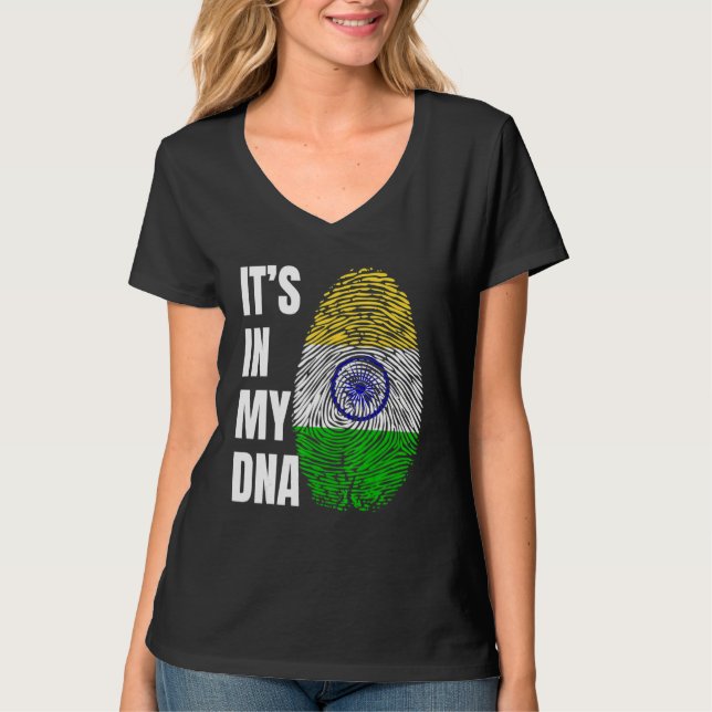 Camiseta Fingerprint DNA Biometry Indian Flag India (Frente)