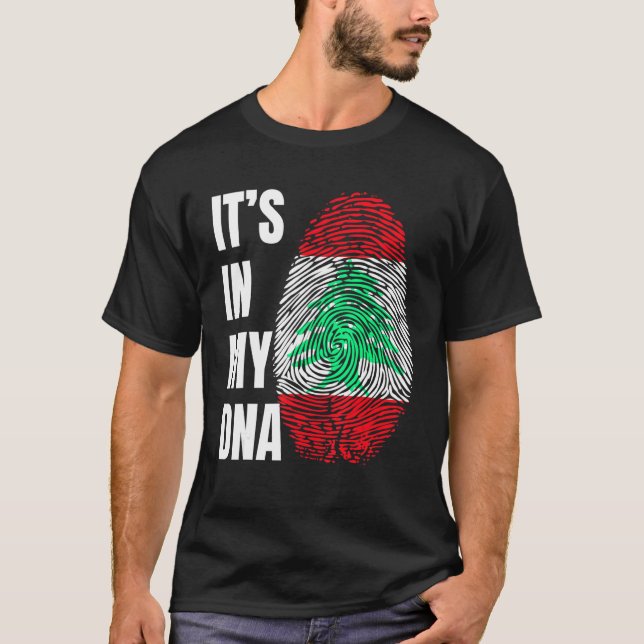 Camiseta Fingerprint DNA Biometry Lebanese Flag Lebanon (Frente)
