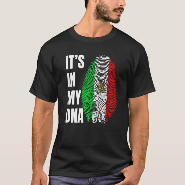 Camiseta Fingerprint DNA Biometry Mexican Flag Mexico   (Frente)