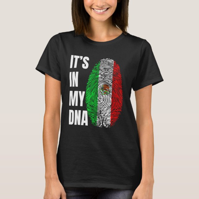 Camiseta Fingerprint DNA Biometry Mexican Flag Mexico (Frente)