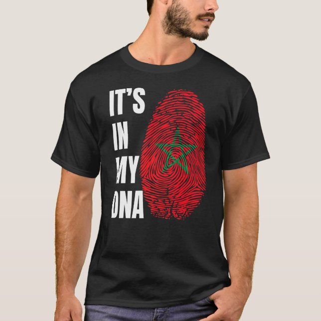 Camiseta Fingerprint DNA Biometry Moroccan Flag Morocco   (Frente)