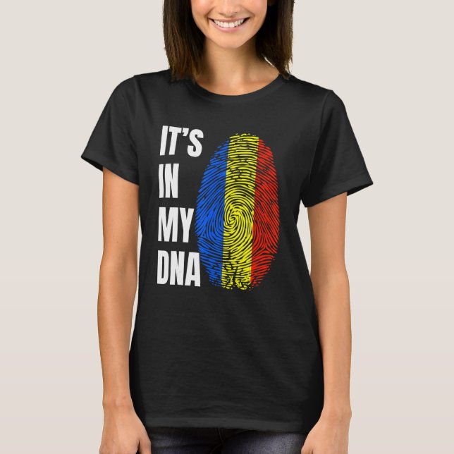 Camiseta Fingerprint DNA Biometry Romanian Flag Romania (Frente)
