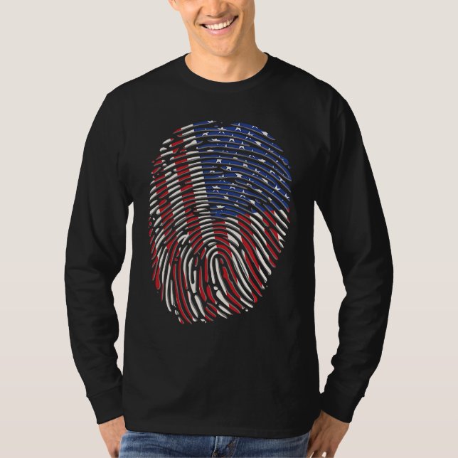 Camiseta Fingerprint USA Flag for Men and Women (Frente)