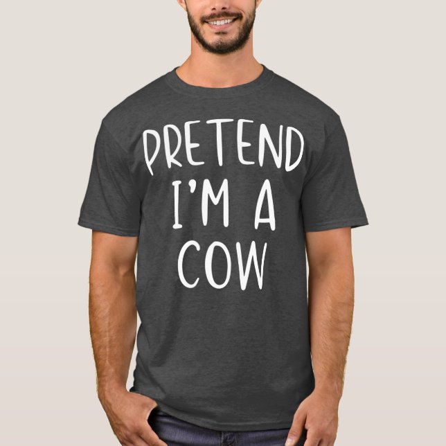 Camiseta Fingir Costume De Vaca No Halloween Fácil (Frente)