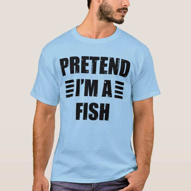 Camiseta Fingir-Me Um Figurino De Peixe Halloween Engraçado (Frente)