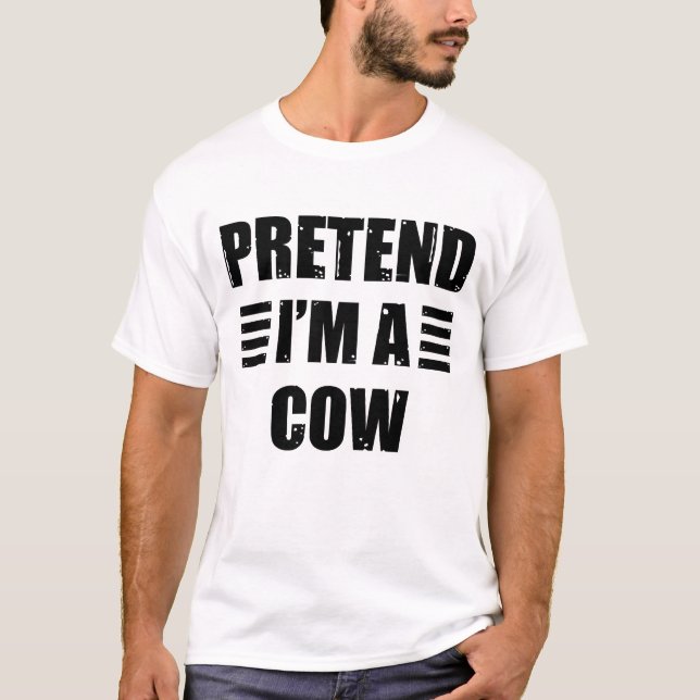 Camiseta Fingir-Me Um Figurino De Vaca Halloween Engraçado (Frente)
