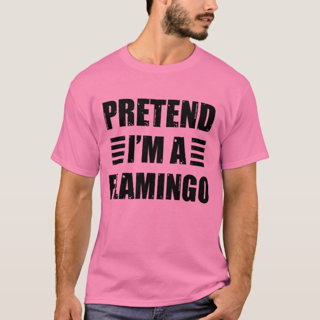Camiseta Fingir-Me Um Figurino Flamingo Halloween Engraçado (Frente)