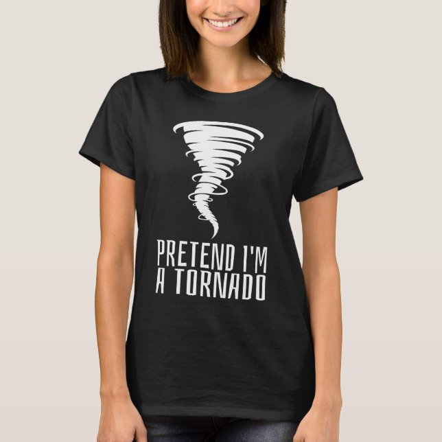 Camiseta Fingir que sou Tornado - Fodora Engraçada Hallowee (Frente)