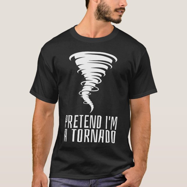 Camiseta Fingir que sou Tornado - Fodora Engraçada Hallowee (Frente)