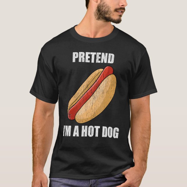 Camiseta Fingir que sou um cachorro gostoso, festeira pregu (Frente)