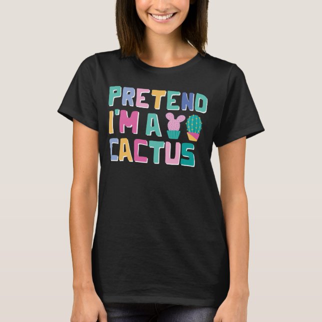 Camiseta Fingir que sou um Cactus Easy Halloween Matching P (Frente)