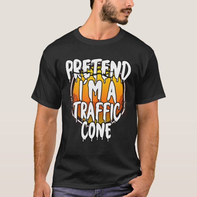 Camiseta Fingir que sou um Cone de Trânsito Engraçado, preg (Frente)